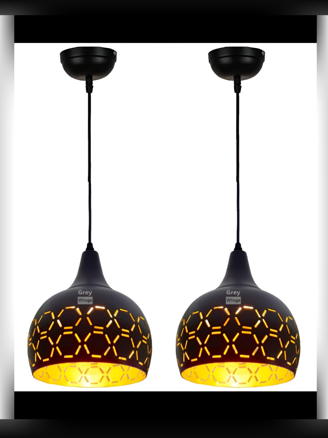 

GreyWings Black 2 Pcs Textured Aluminium Bell Ceiling Lamp