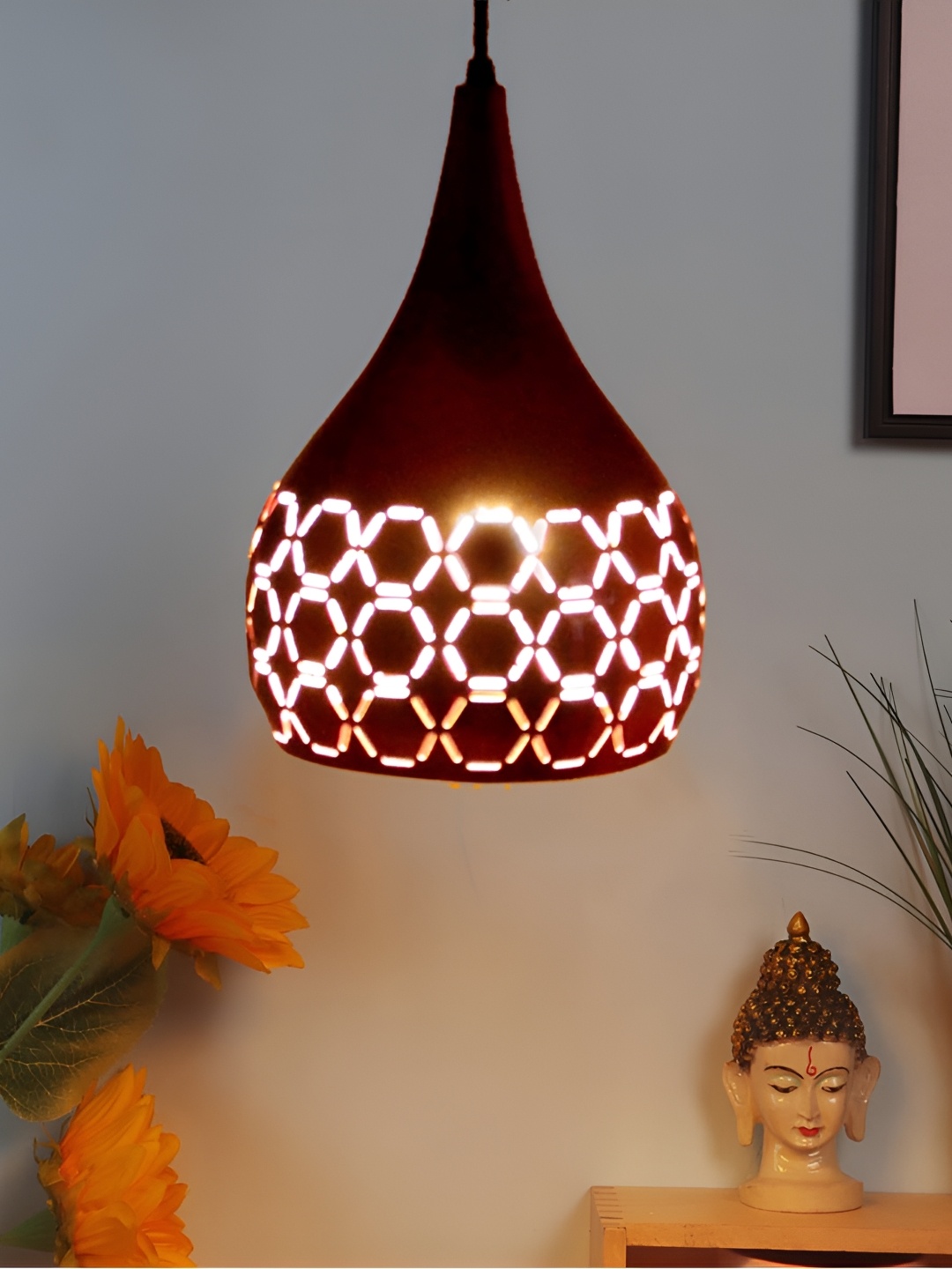 

GreyWings Red Textured Aluminium Bell Ceiling Lamp