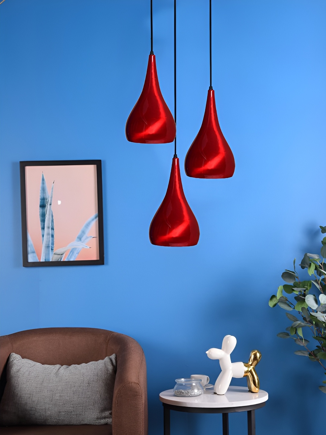 

GreyWings Red 3 Pcs Aluminium Bell Ceiling Lamp