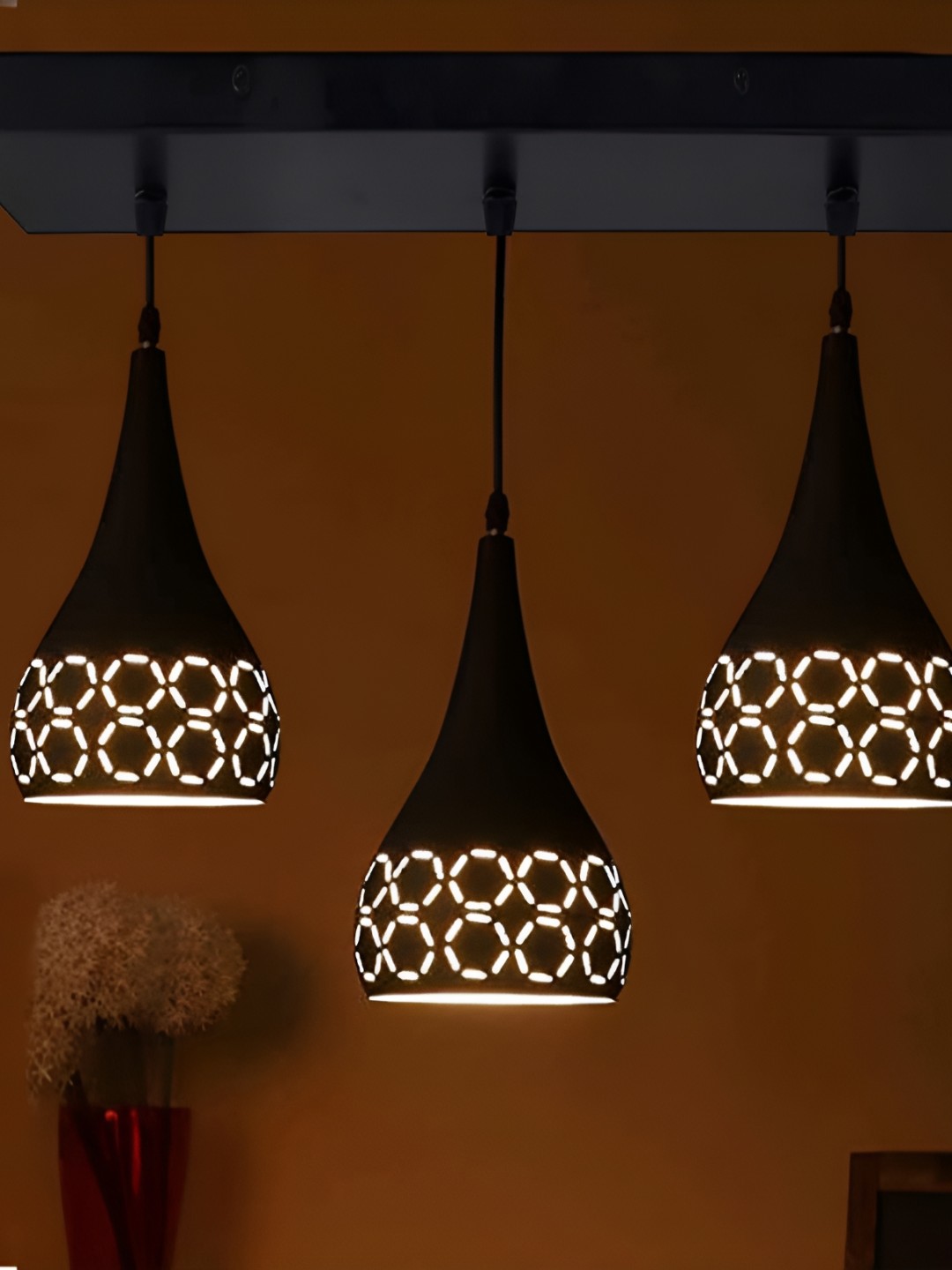 

GreyWings Black 3 Pcs Textured Aluminium Bell Ceiling Lamp
