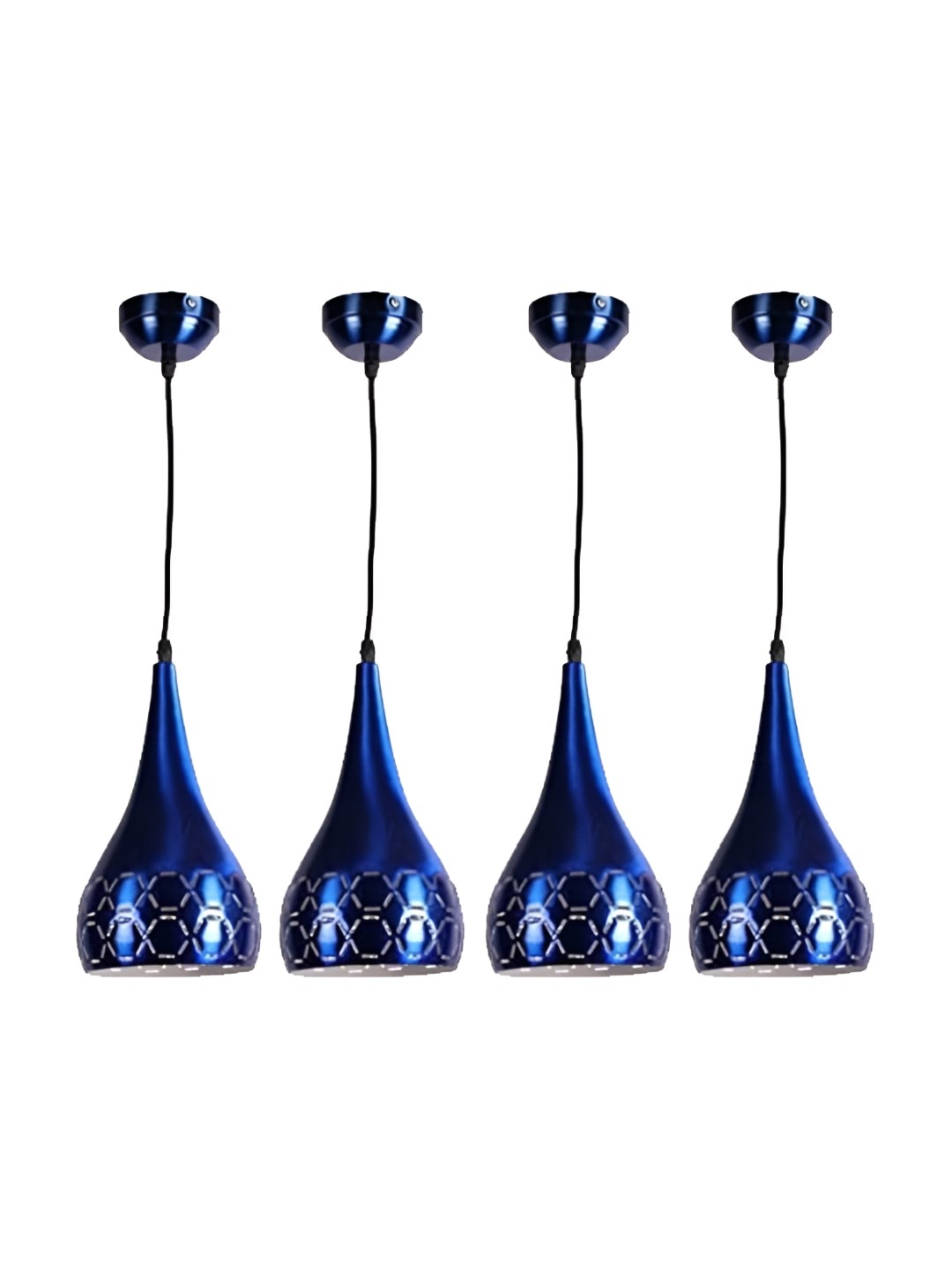 

GreyWings Blue 4 Pcs Textured Aluminium Bell Ceiling Lamp
