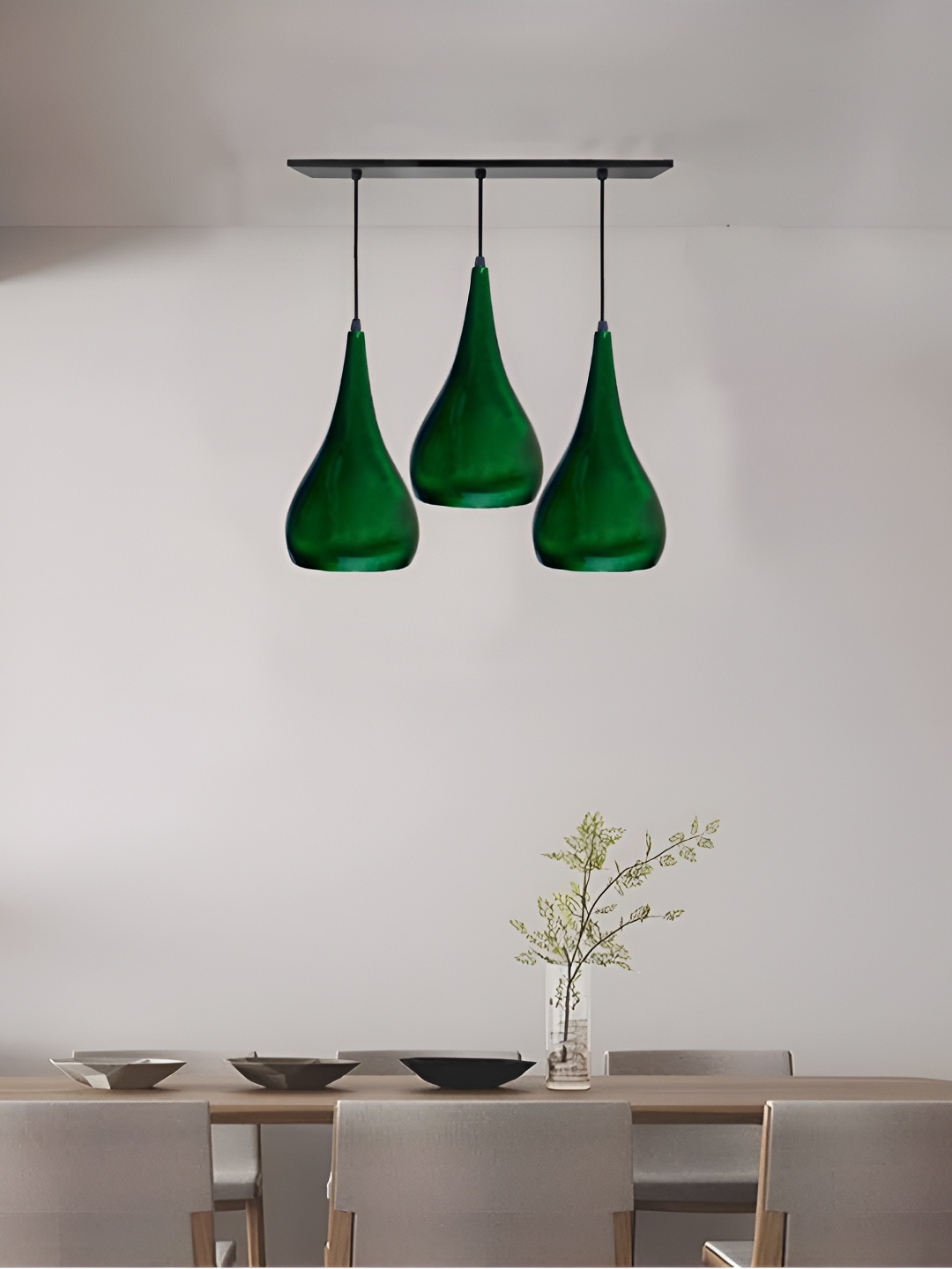 

GreyWings Green 3 Pcs Textured Aluminium Bell Ceiling Lamp