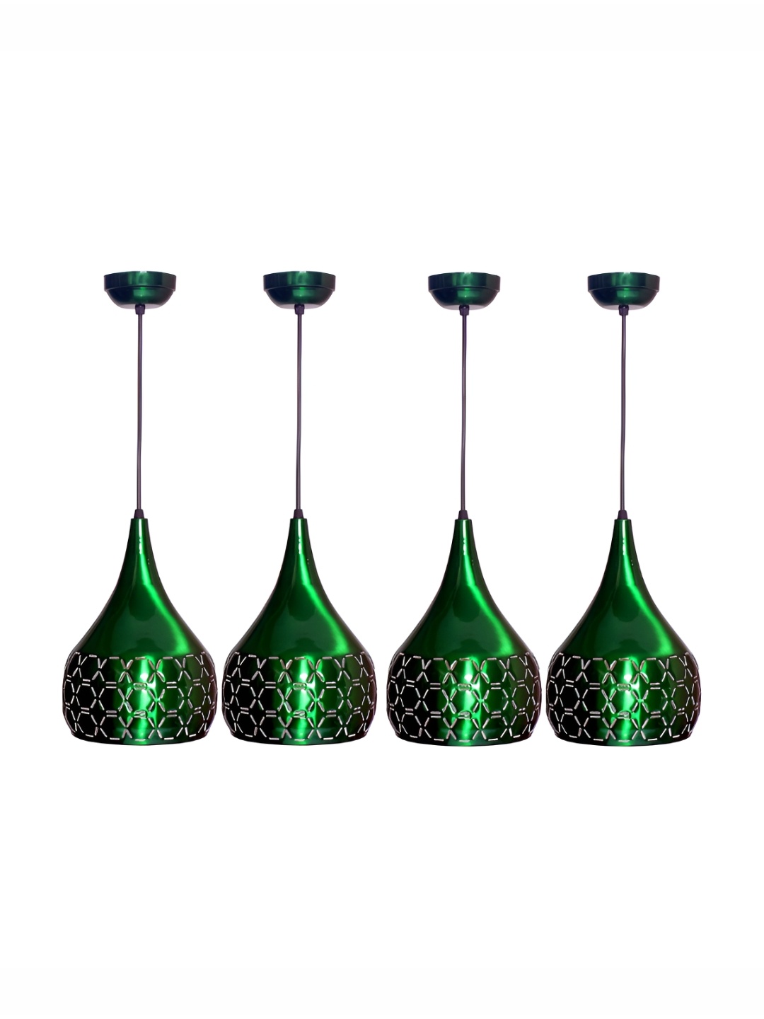 

GreyWings Green 4 Pcs Textured Aluminium Bell Ceiling Lamp