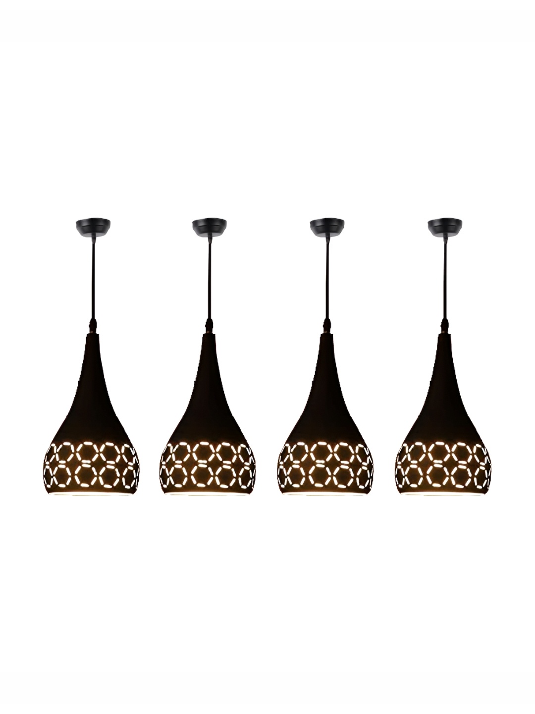 

GreyWings Black 4 Pcs Textured Aluminium Bell Ceiling Lamp