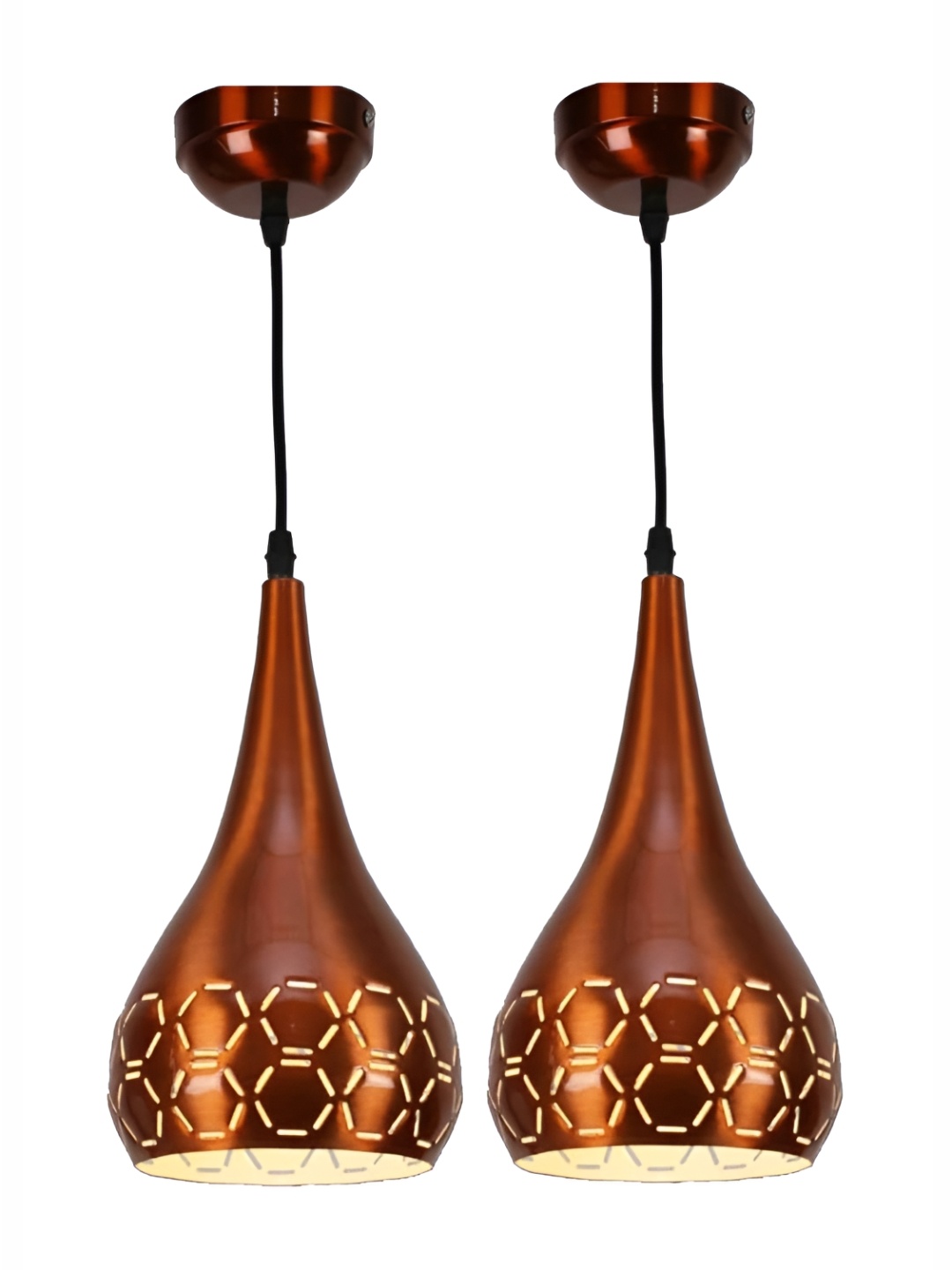 

GreyWings Copper Toned 2 Pcs Textured Aluminium Bell Ceiling Lamp