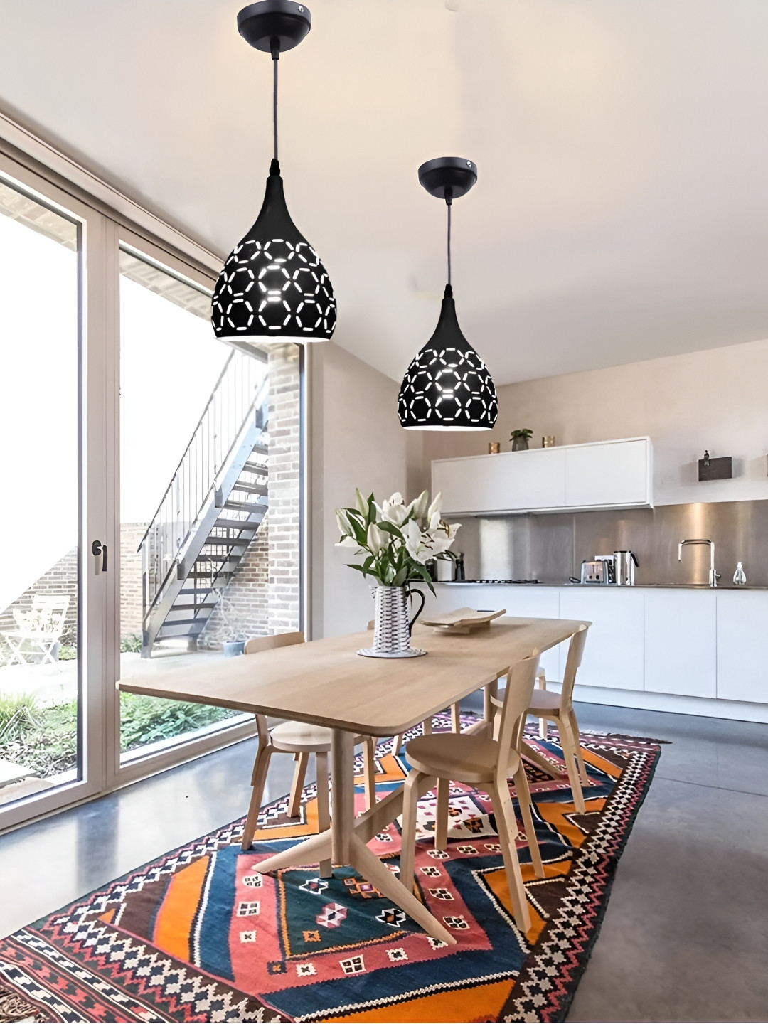 

GreyWings Black 2 Pcs Textured Aluminium Bell Ceiling Lamp