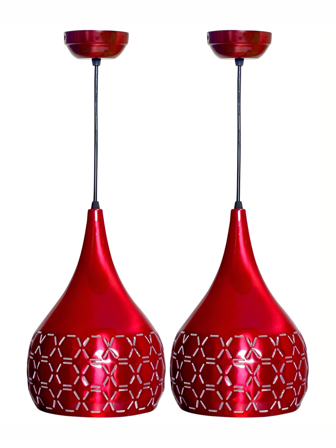 

GreyWings Red 2 Pcs Textured Aluminium Bell Ceiling Lamp