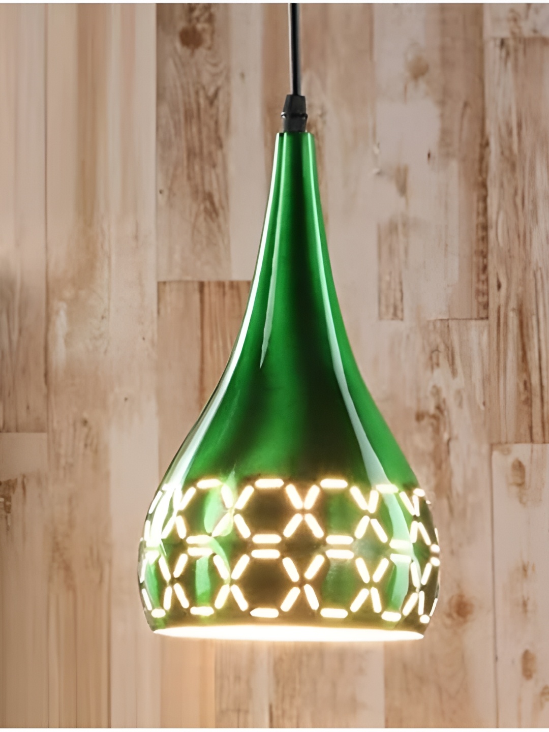 

GreyWings Green Textured Aluminium Bell Ceiling Lamp