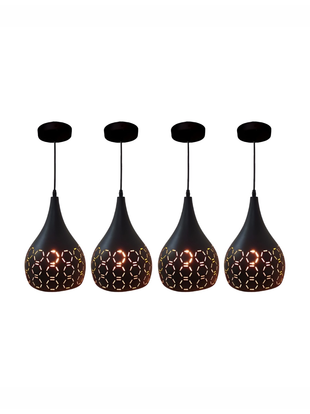 

GreyWings Black 4 Pcs Textured Aluminium Bell Ceiling Lamp