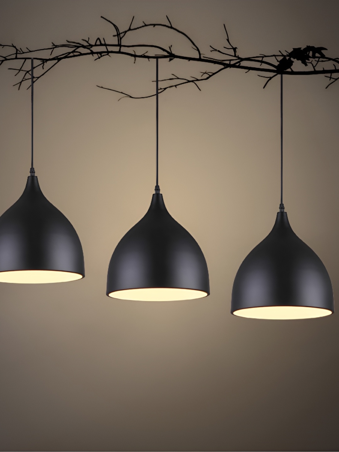 

GreyWings Black 3 Pcs Textured Aluminium Bell Ceiling Lamp