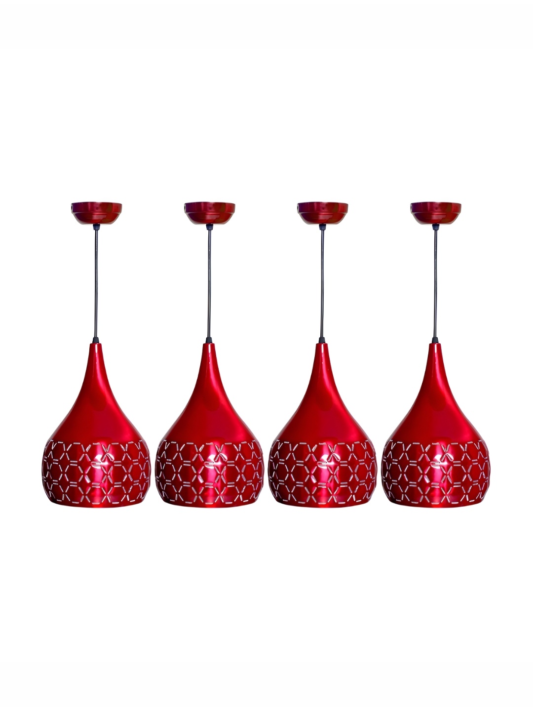 

GreyWings Red 4 Pcs Textured Aluminium Bell Ceiling Lamp