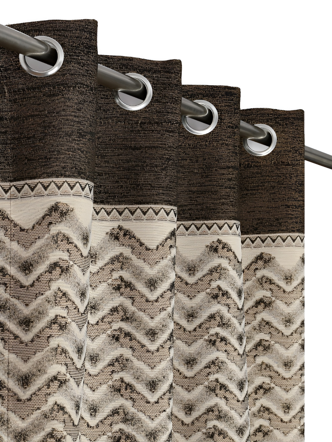 

Kraftiq Homes Gold Toned & Brown 2 Pieces Room Darkening Door Curtain