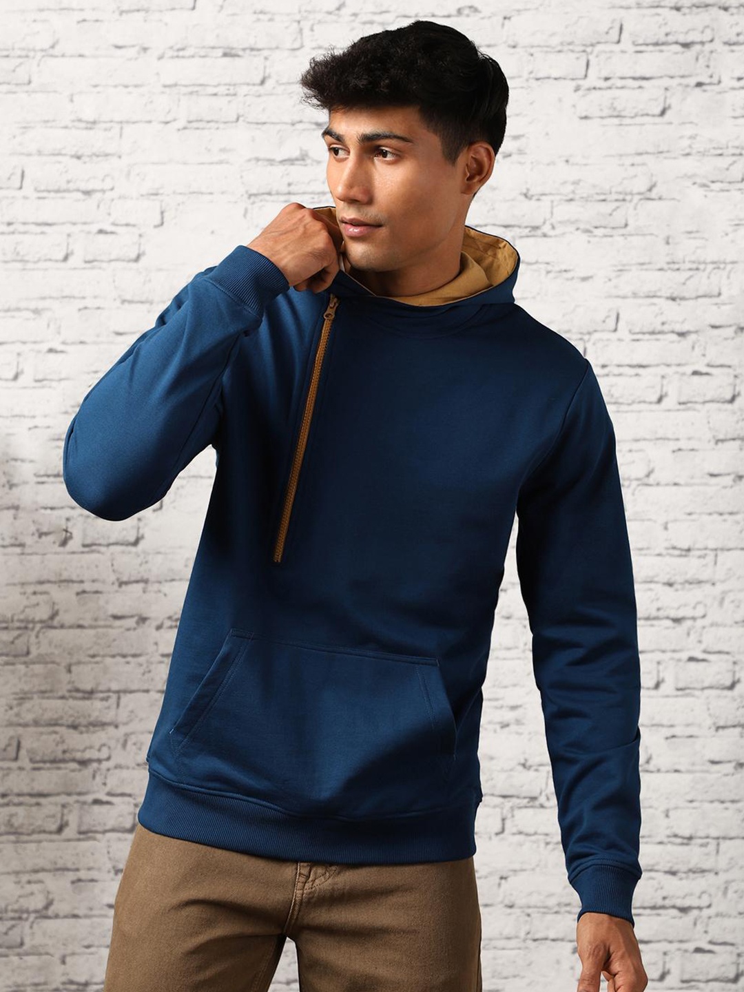 

NOBERO Half-Zipper Mock Collar Pullover Fleece Sweatshirt, Navy blue
