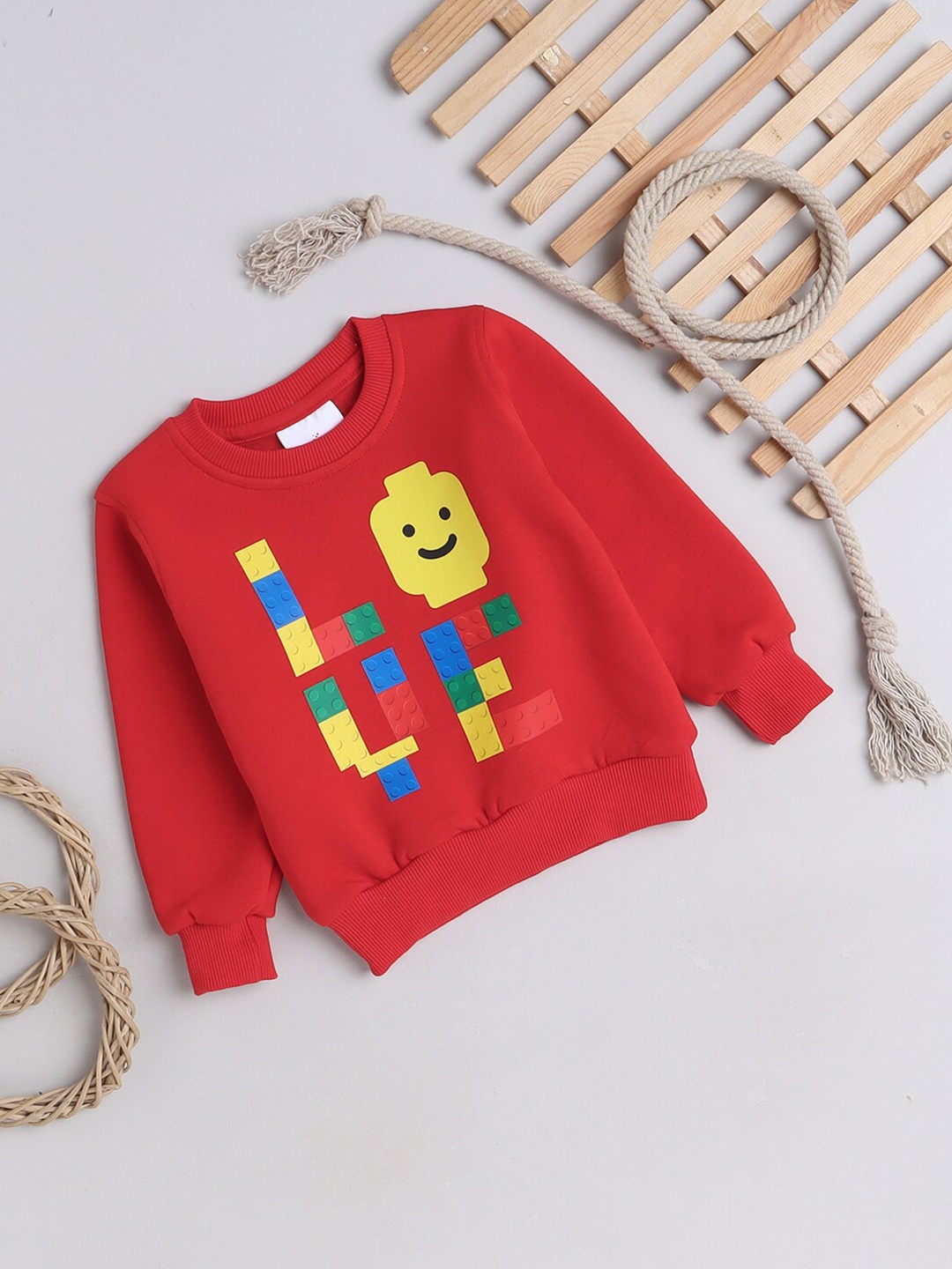 

Knitting Doodles Kids Printed Fleece Sweatshirt, Red