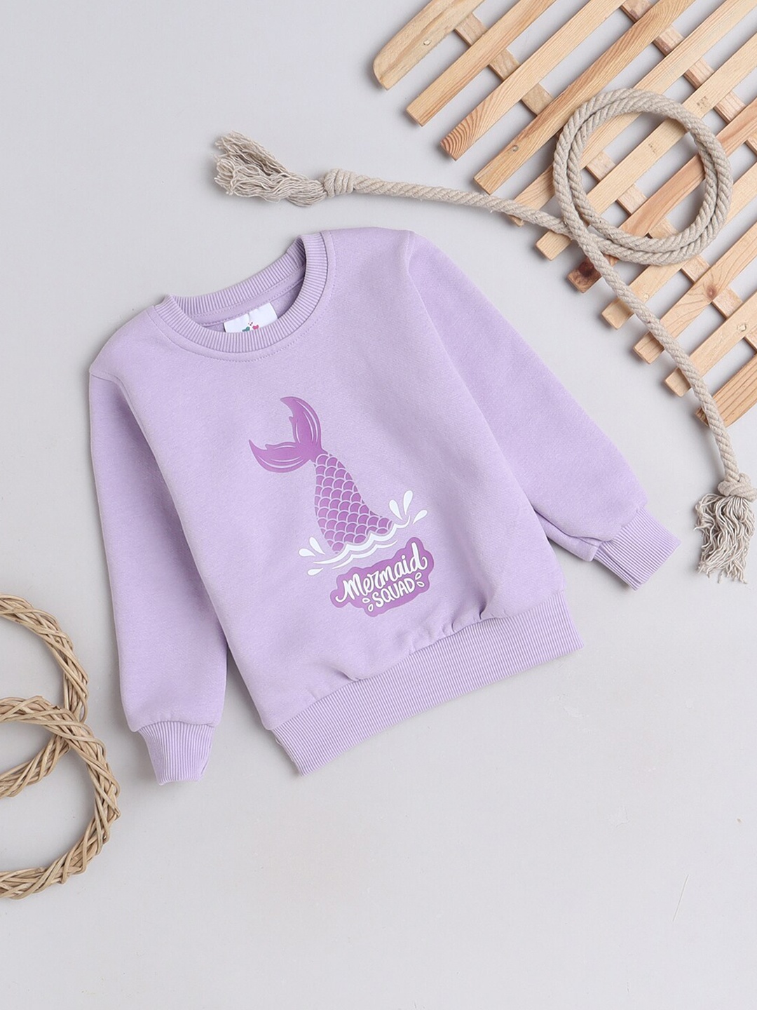 

Knitting Doodles Girls Typography Printed Fleece Sweatshirt, Purple
