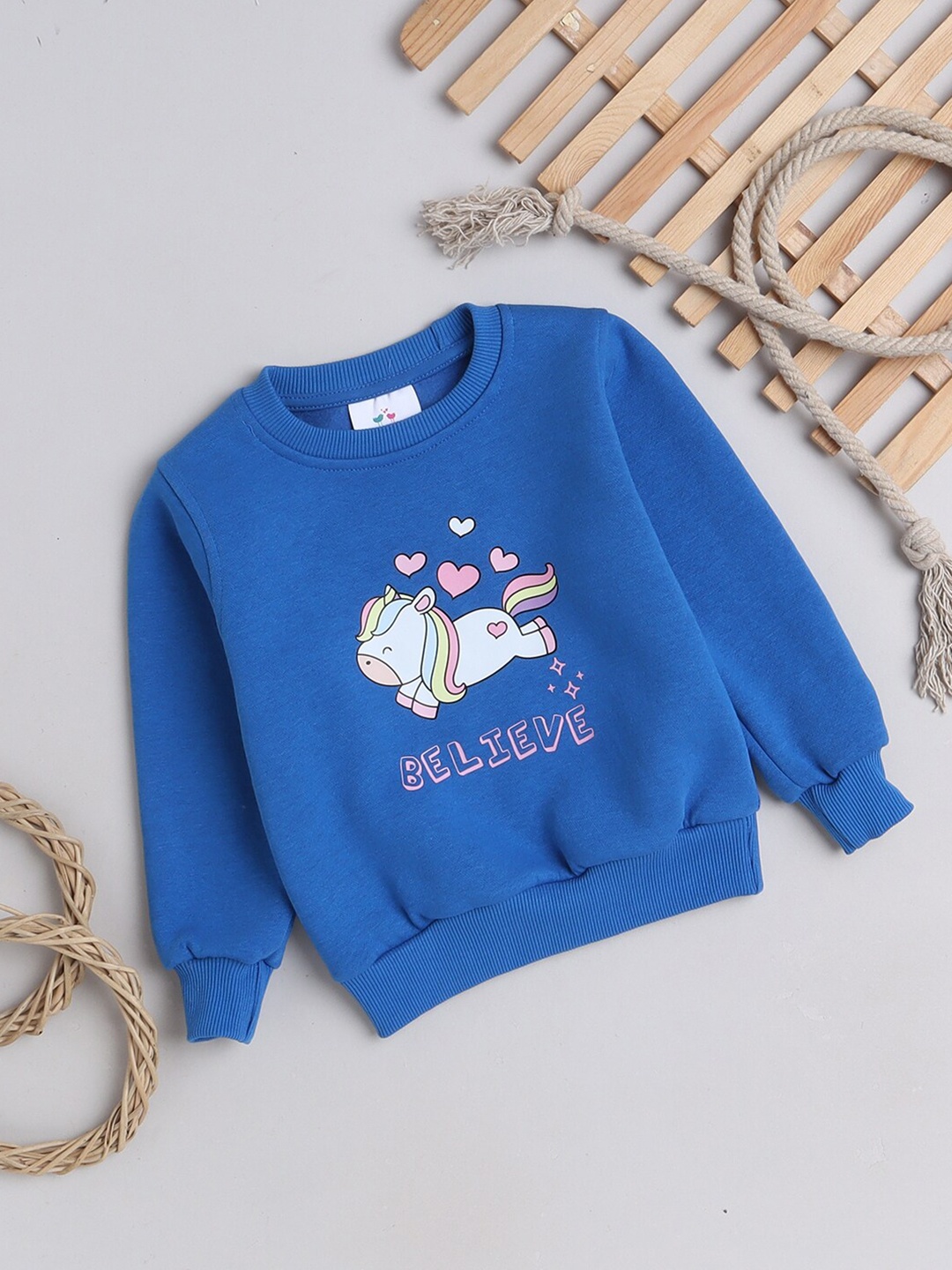 

Knitting Doodles Girls Printed Fleece Sweatshirt, Blue