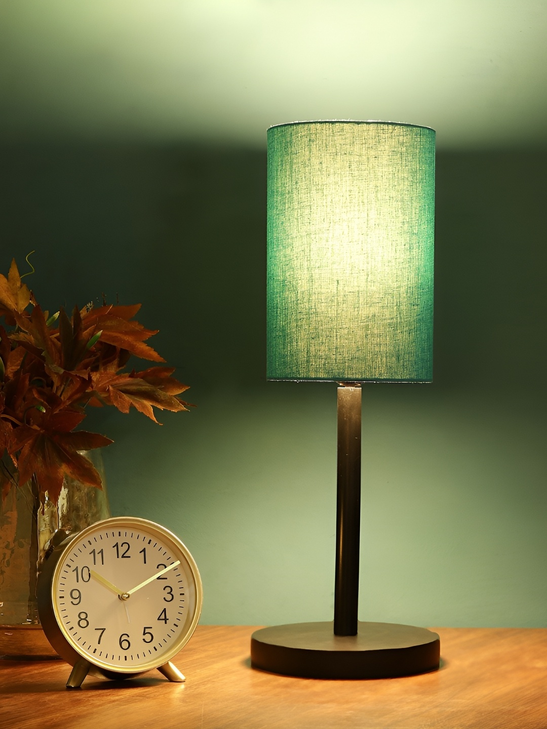 

BTR CRAFTS Turquoise Blue & Black Cylindrical Shaped Metal Table Lamp with Adjustable Cord