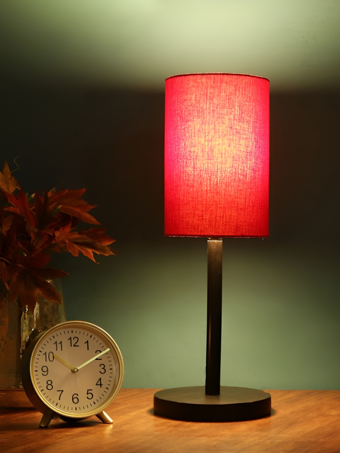 

BTR CRAFTS Red & Black Cylindrical Shape Metal Table Lamp with Adjustable Cord