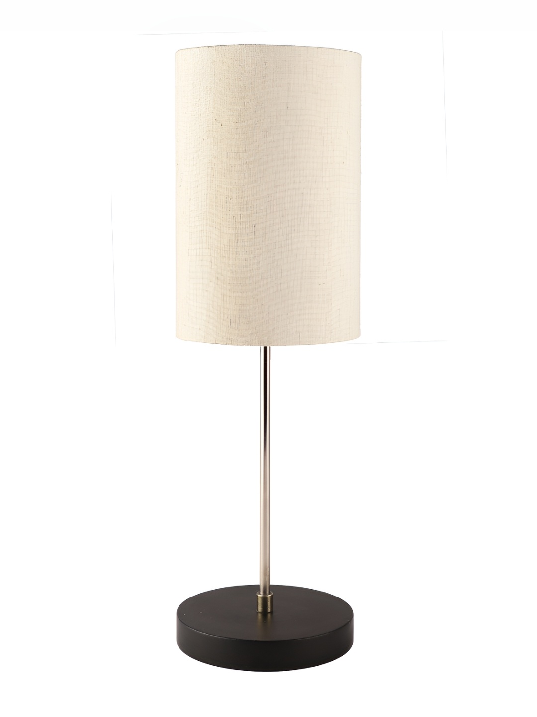 

BTR CRAFTS Beige & Black Cylindrical Shape Metal Table Lamp with Adjustable Cord, Cream