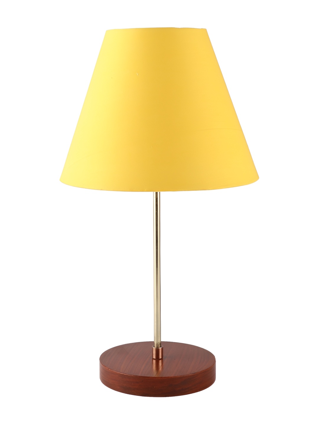 

BTR CRAFTS Yellow & Brown Frustum Shaped Metal Table Lamp with Adjustable Cord