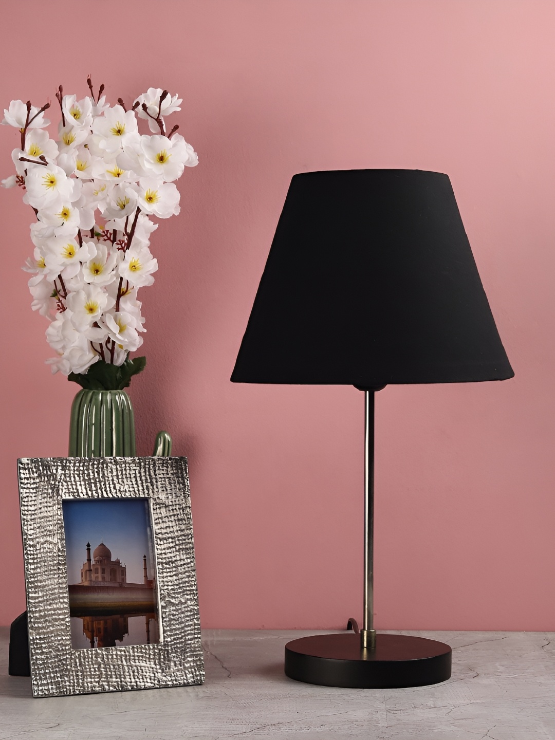 

BTR CRAFTS Black Frustum Shaped Metal Table Lamp with Adjustable Cord