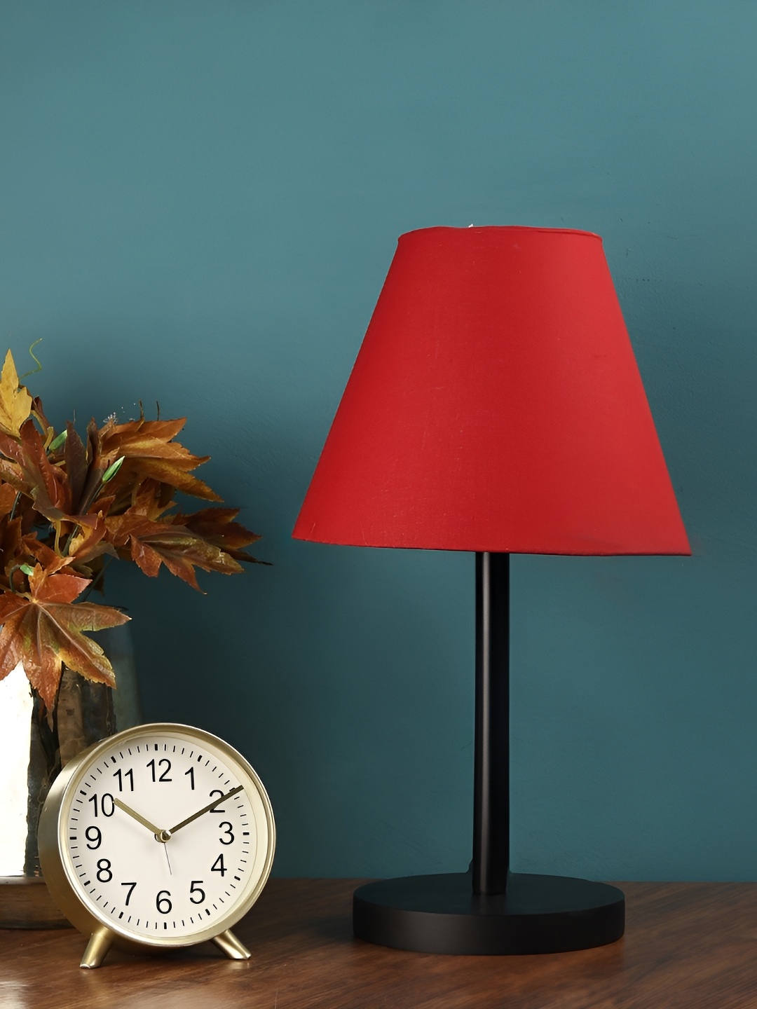 

BTR CRAFTS Red & Black Frustum Shaped Metal Table Lamp with Adjustable Cord