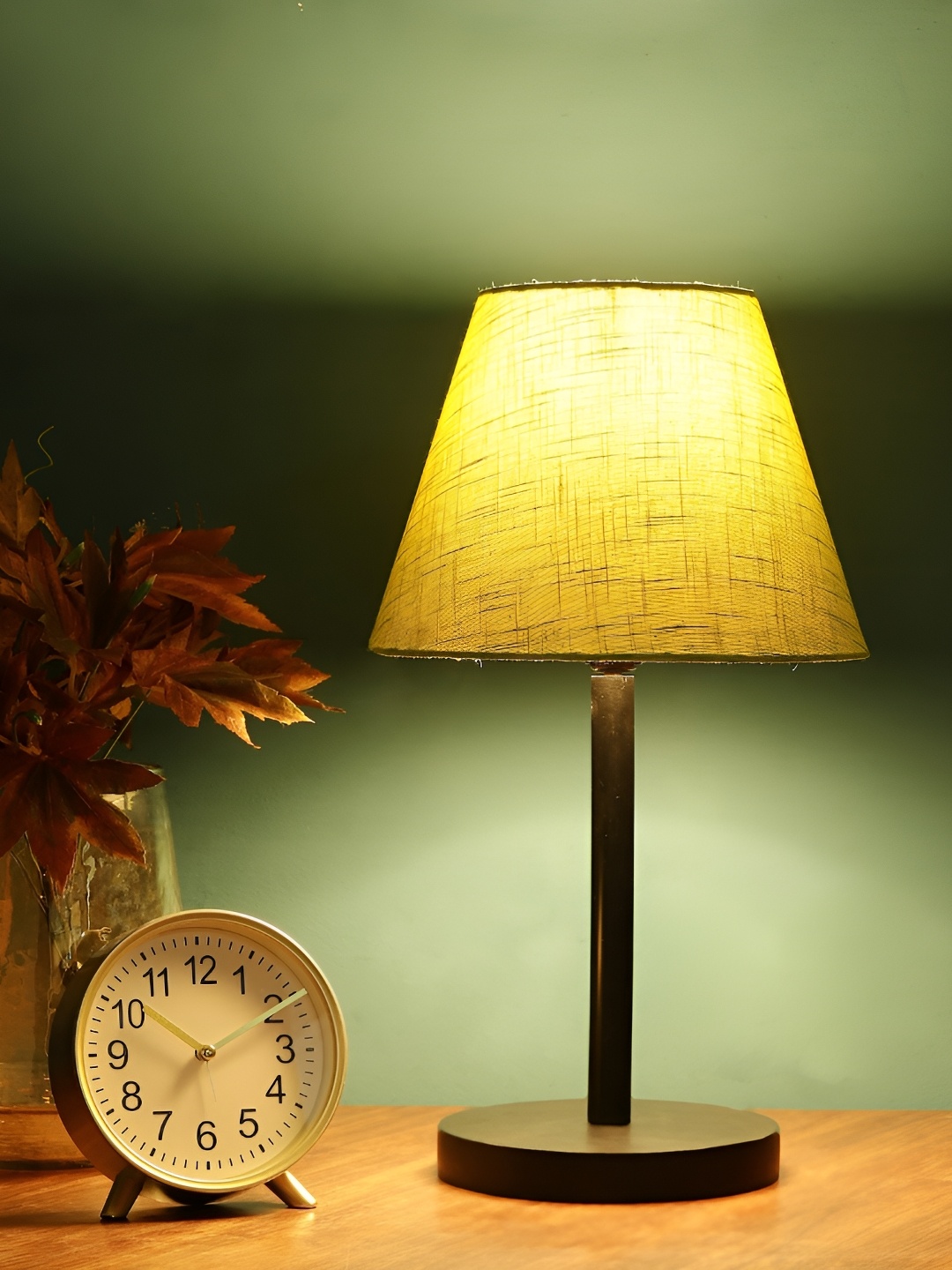 BTR CRAFTS Green Metal Frustum Shaped Table Lamp with Adjustable Cord