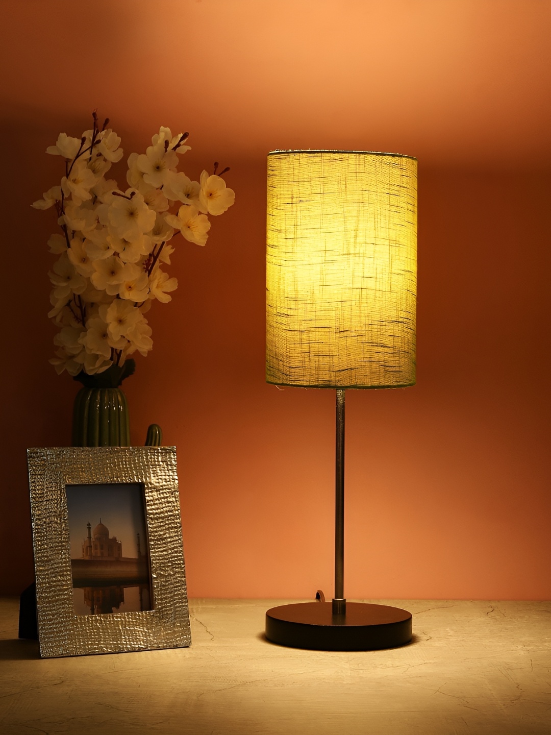 

BTR CRAFTS Green Cylindrical Shaped Metal Table Lamp with Adjustable Cord
