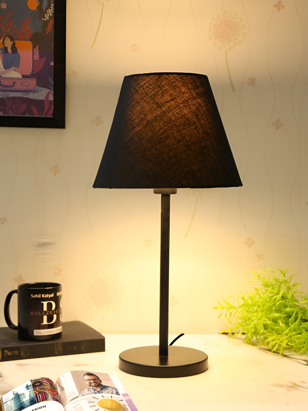 

BTR CRAFTS Black Frustum Shaped Metal Table Lamp with Adjustable Cord