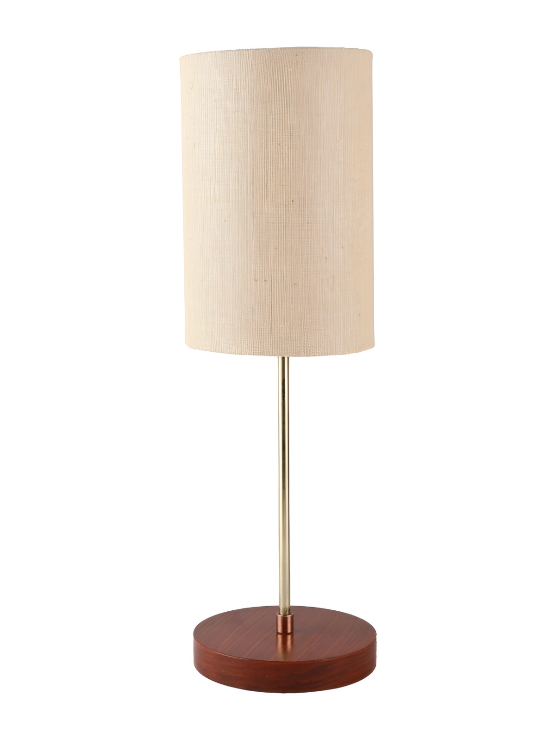 

BTR CRAFTS Khaki & Brown Cylindrical Shaped Metal Table Lamp with Adjustable Cord