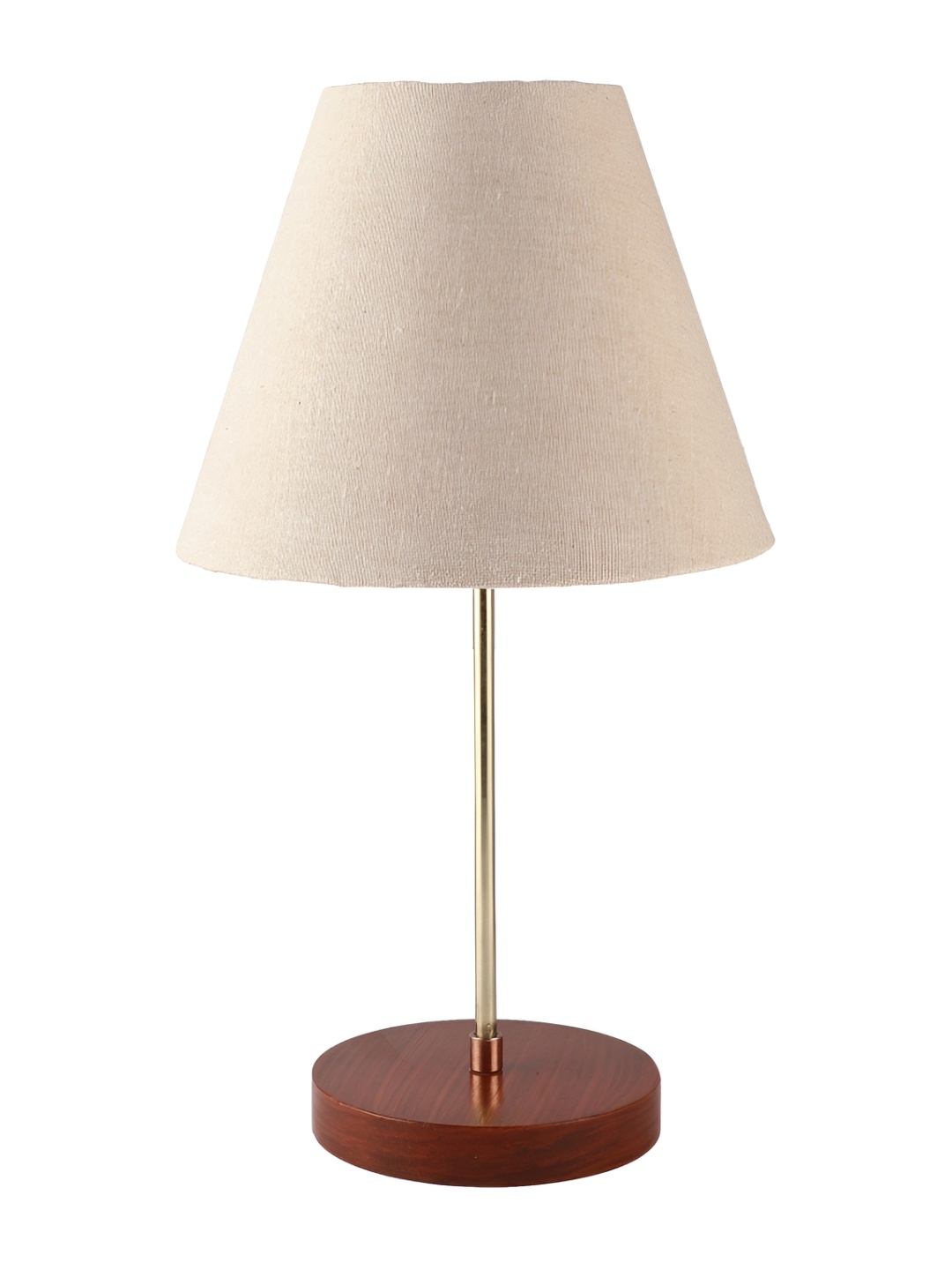 

BTR CRAFTS Beige & Brown Frustum Shaped Metal Table Lamp with Adjustable Cord
