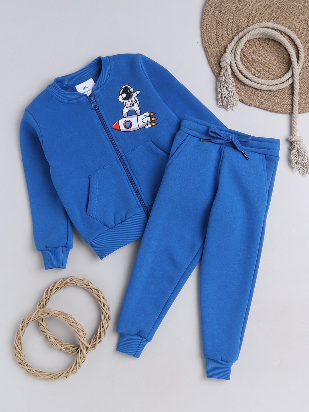 

Knitting Doodles Kids Graphic Printed T-Shirt & Trousers, Blue
