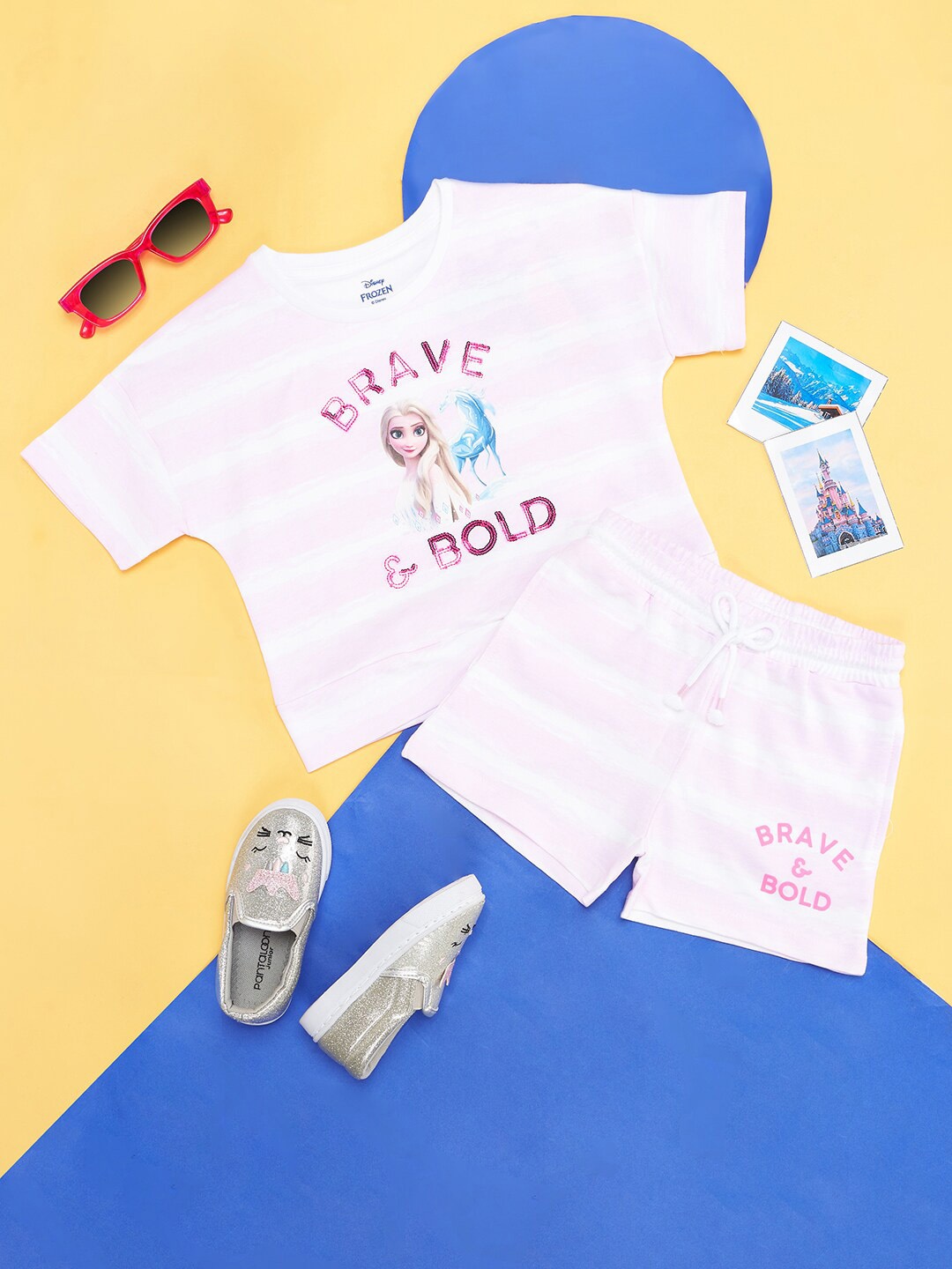 

Pantaloons Junior Girls Printed Pure Cotton T-shirt with Shorts, Pink