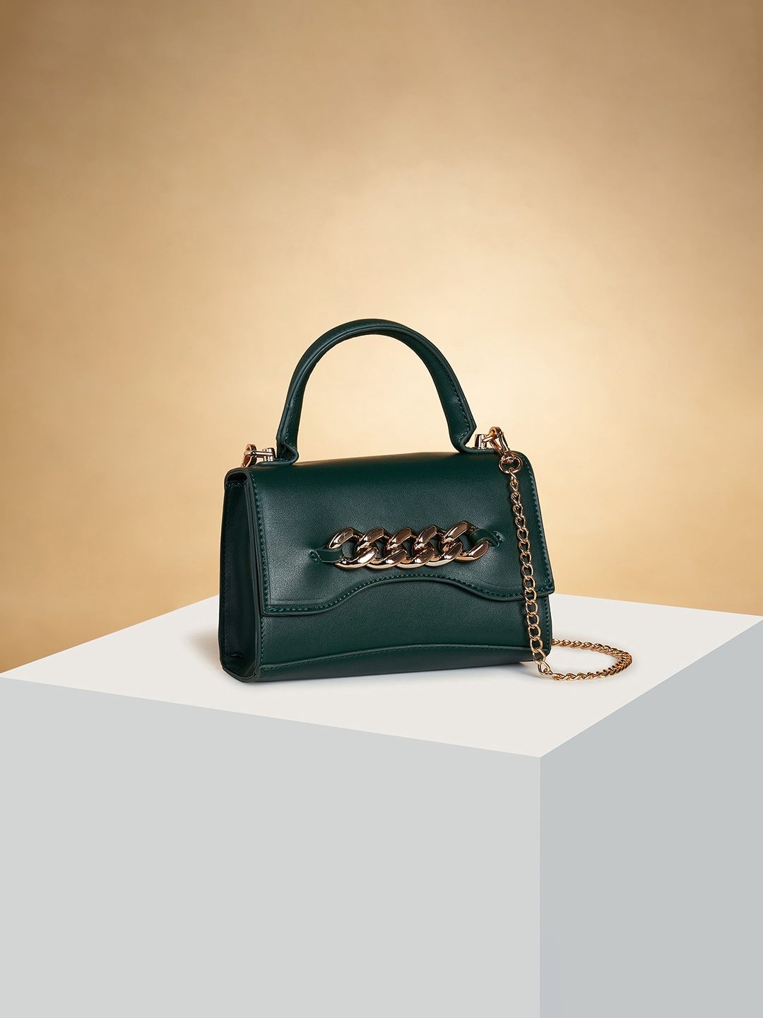

Forever Glam by Pantaloons Structured Handheld Bag, Green