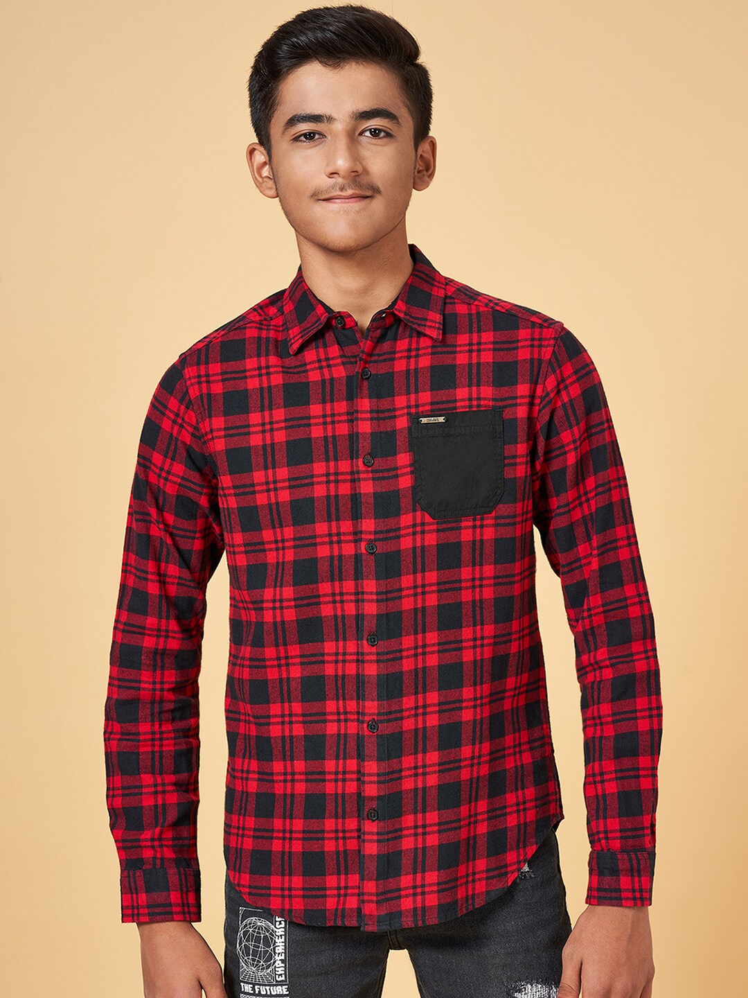 

Coolsters by Pantaloons Boys Tartan Checked Cotton Casual Shirt, Red