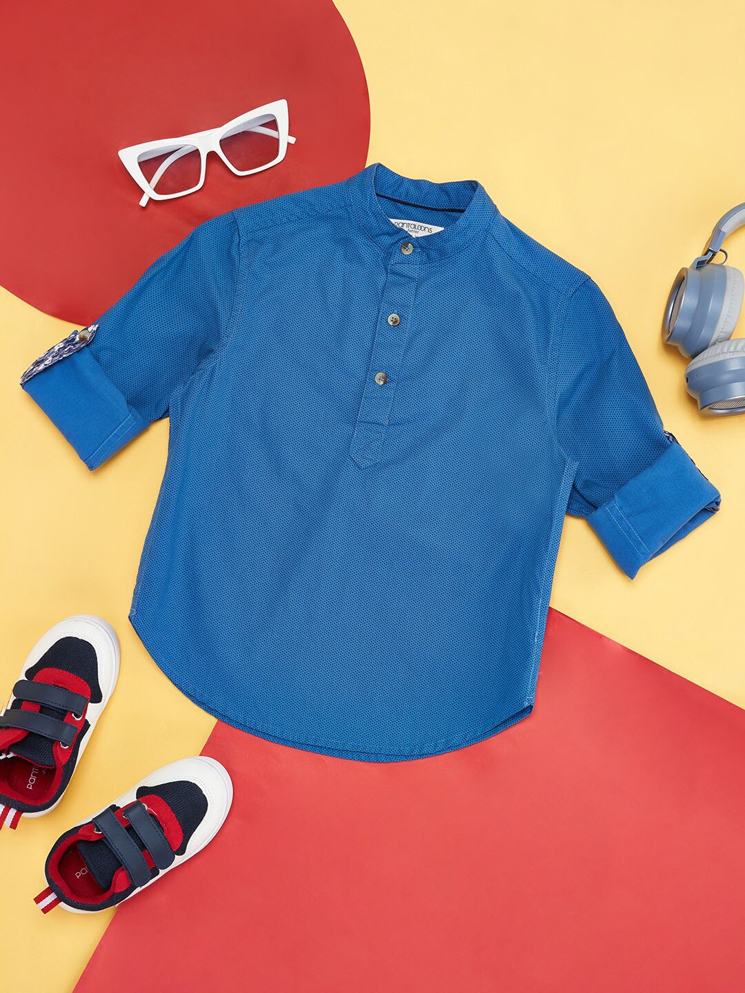

Pantaloons Junior Boys Polka Dot Printed Cotton Casual Shirt, Blue