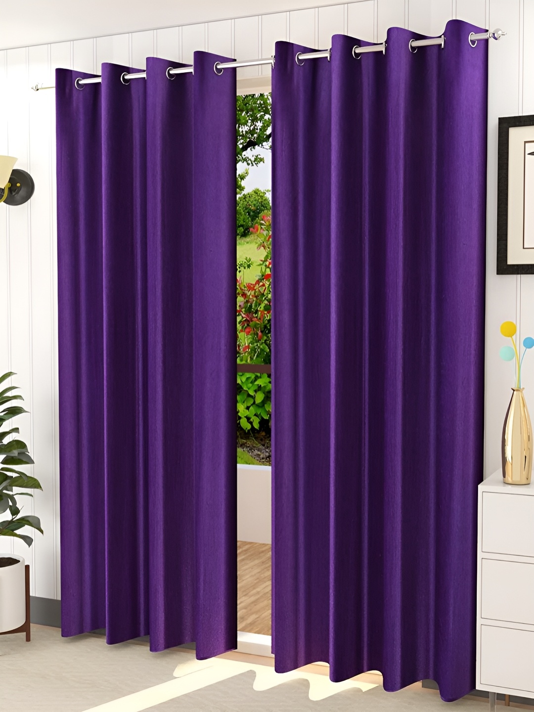 

Kraftiq Homes Crush Purple 2 Pieces Regular Window Curtains