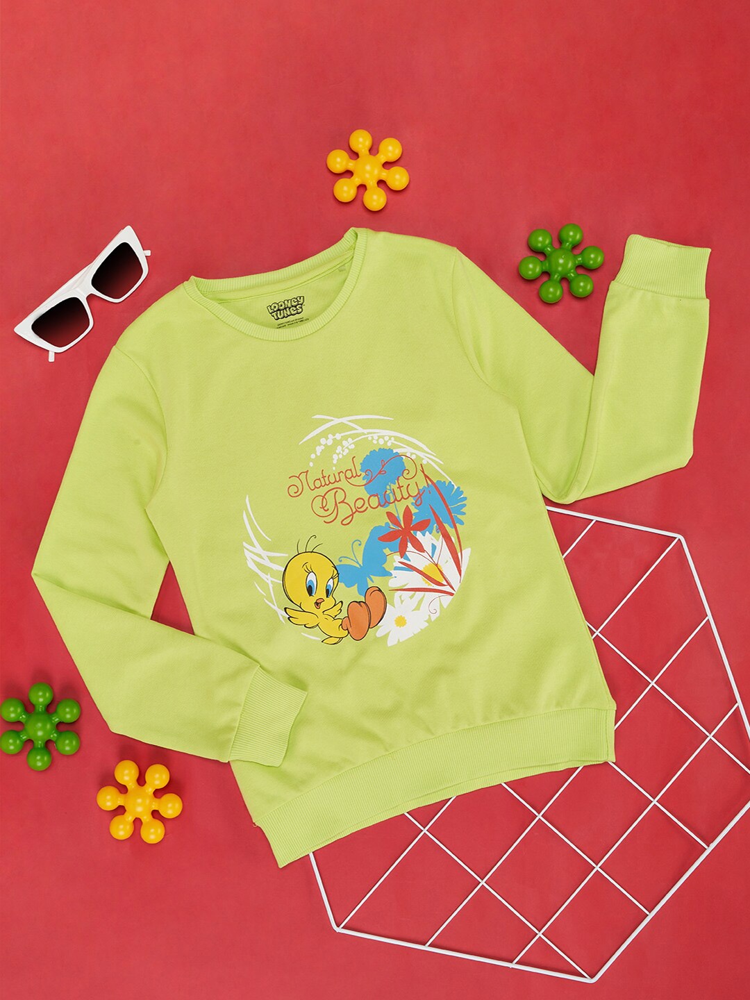 

YU by Pantaloons Girls Graphic Printed Cotton Pullover, Green
