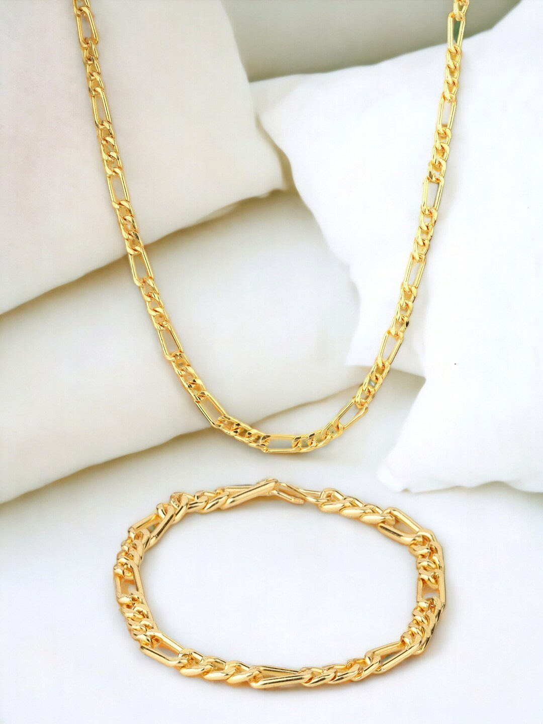 

Goldnera Gold-Plated Textured Chain & Bracelet
