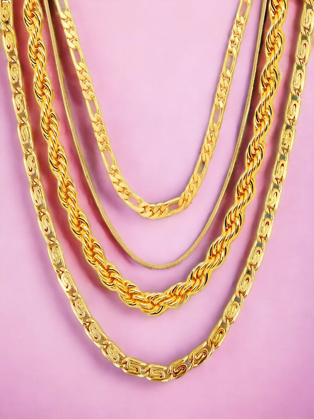 

Goldnera Men Set Of 4 Gold-Plated Statement Chain