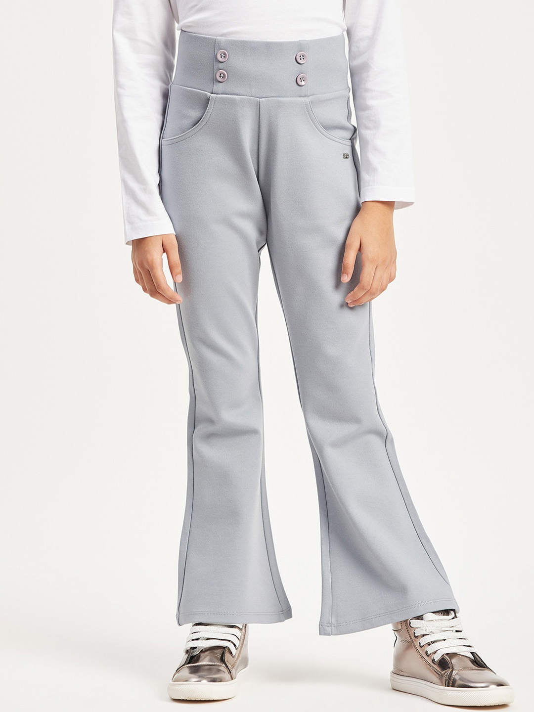 

Purple United Kids Girls Relaxed Flared Bootcut Trousers, Grey