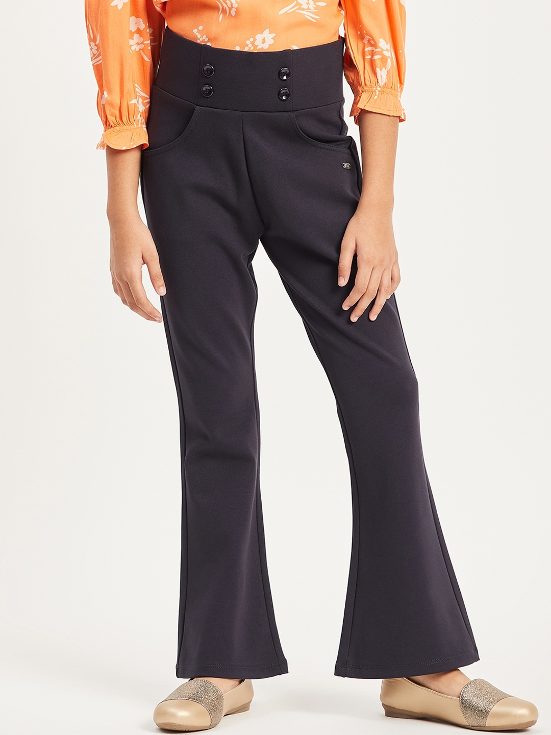

Purple United Kids Girls Relaxed Flared Stretchable Bootcut Trousers, Navy blue