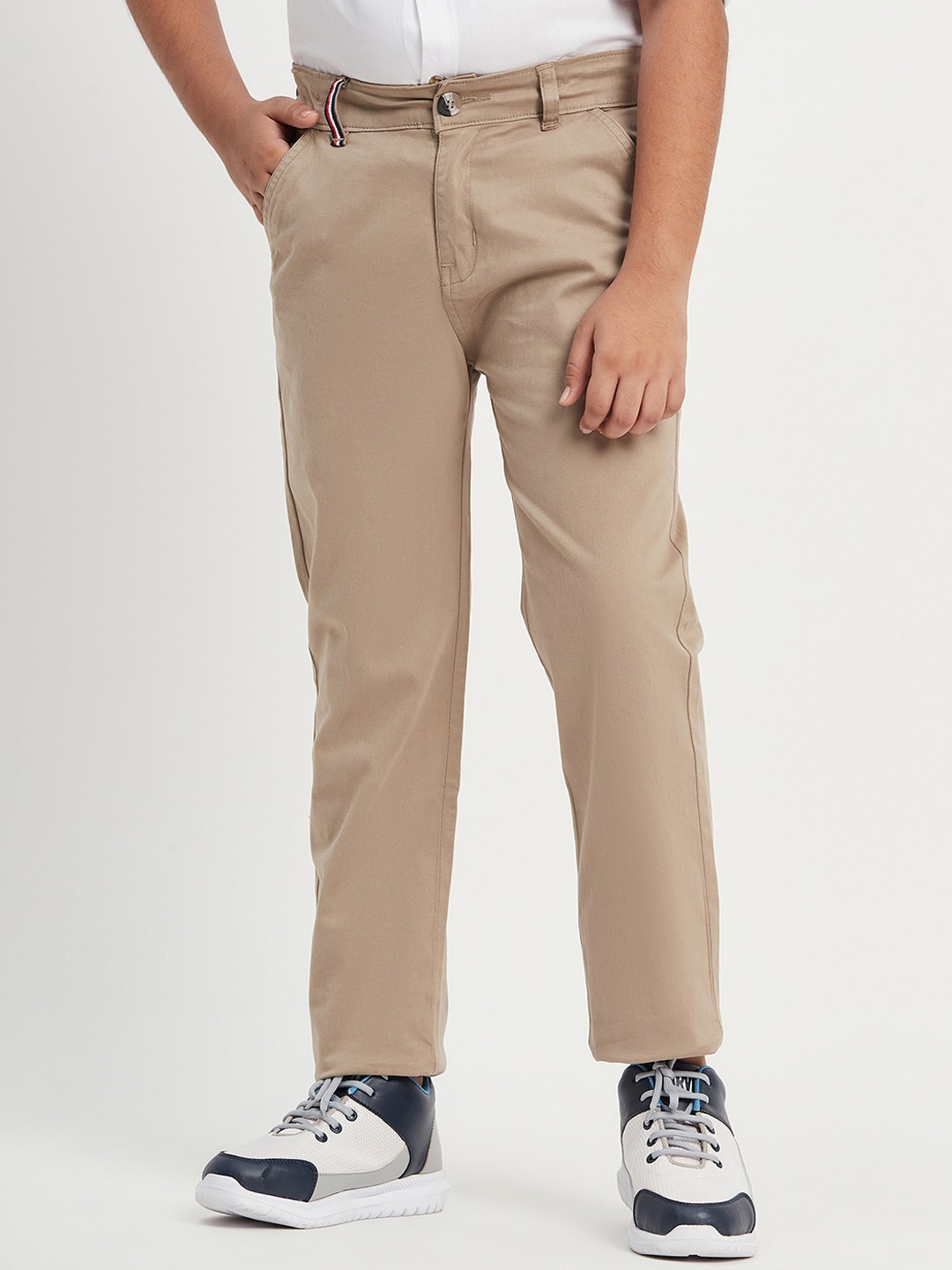 

Purple United Kids Boys Relaxed Mid Rise Trousers, Beige