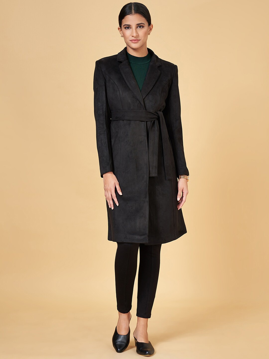 

Annabelle by Pantaloons Notched Lapel Collar Longline Overcoat, Black