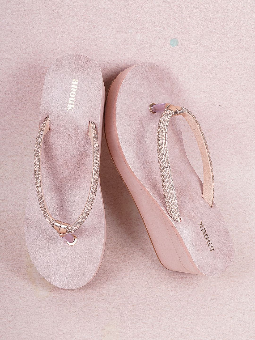 

Anouk Pink Embellished Wedge Heels