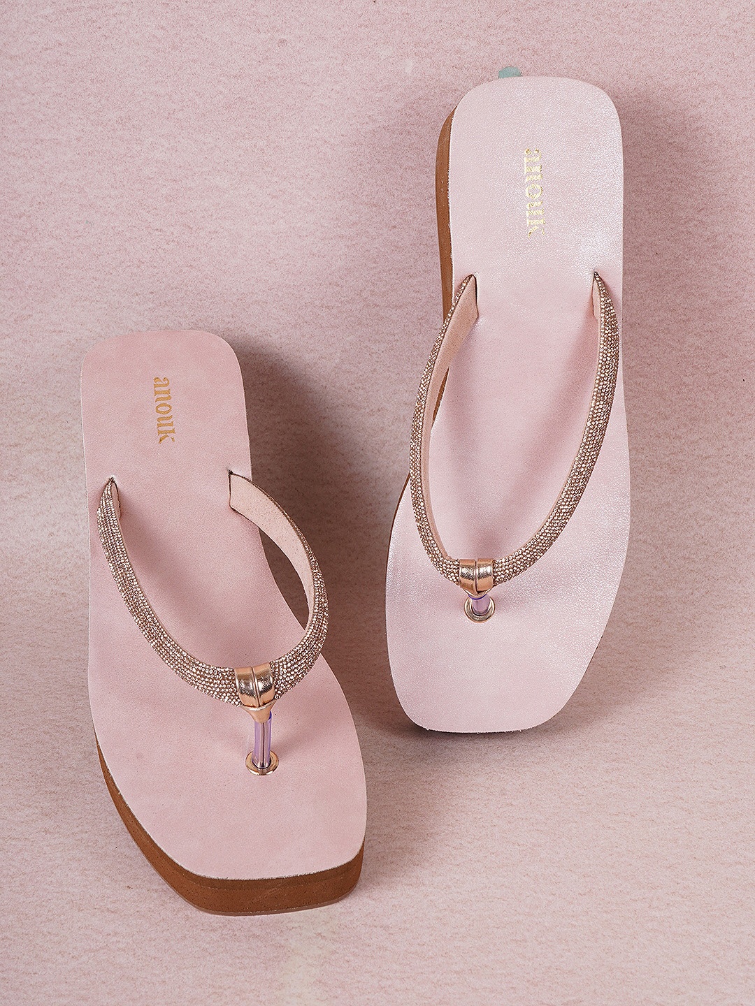 

Anouk Pink Embellished Flatform Heels