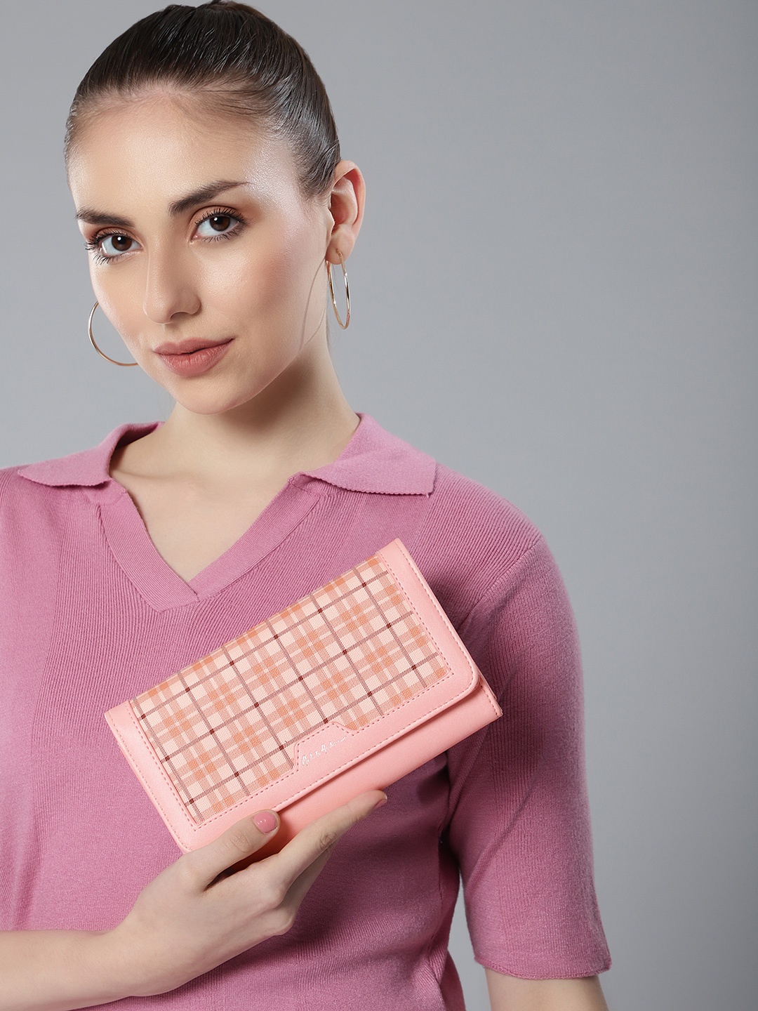 

Mast & Harbour Women Checked Purse, Pink