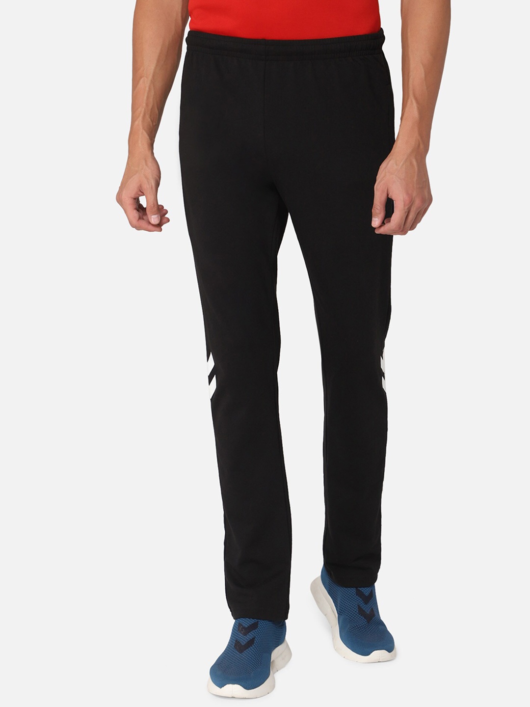

hummel Men Mid Rise Cotton Track Pants, Black