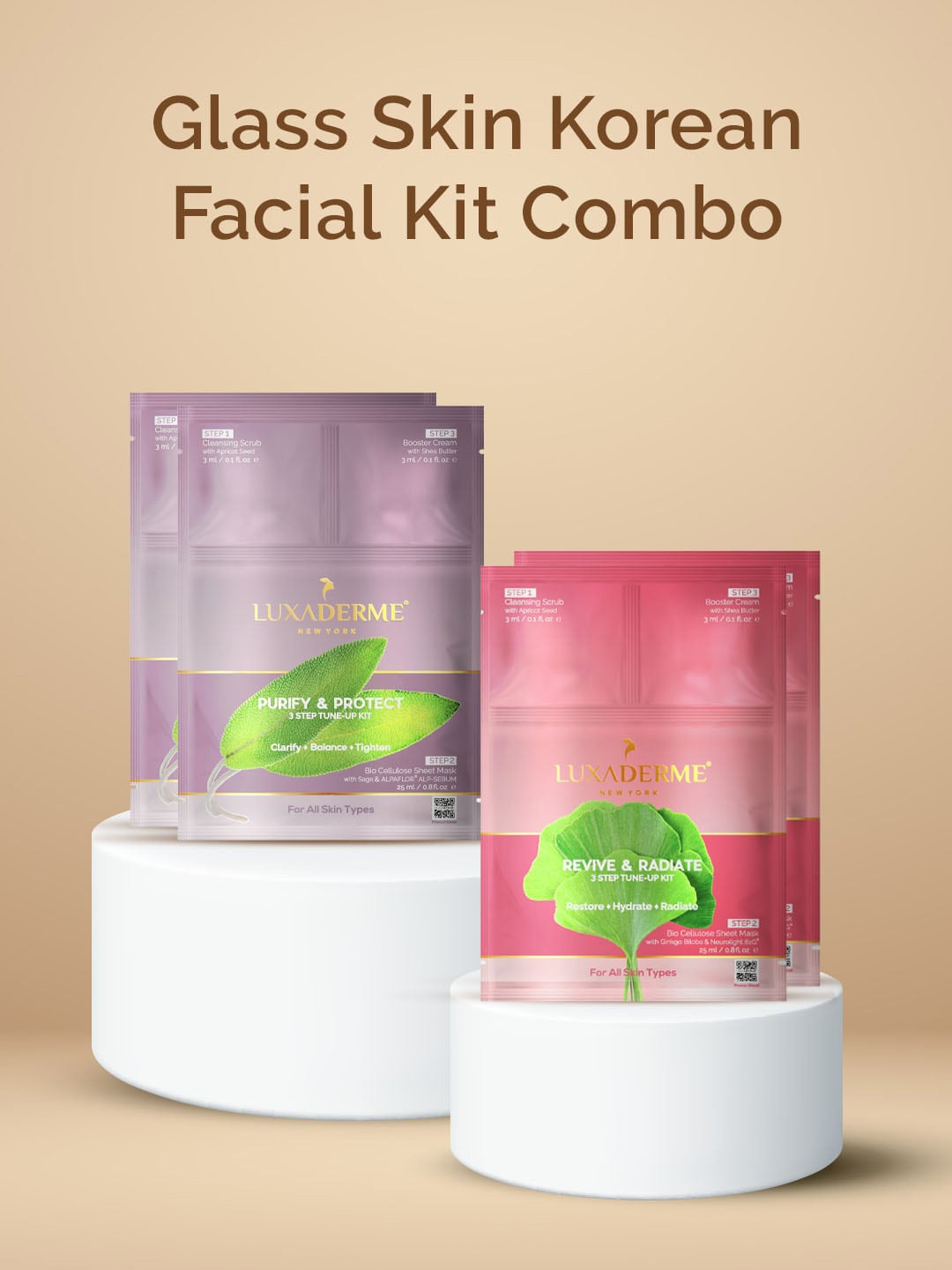 

LuxaDerme Glass Skin Korean Facial Kit Combo, Pink