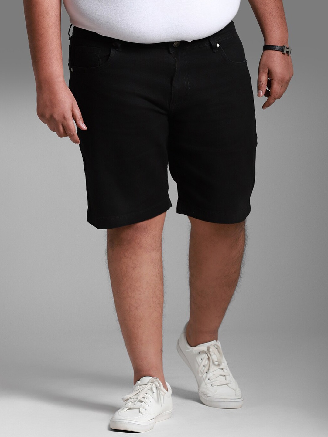 

Freeform by High Star Men Plus Size Mid-Rise Denim Shorts, Black